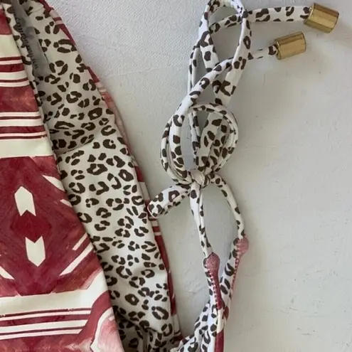 DOLCE Vita Tie side Cheeky Bikini bottom MEDIUM boho bohemian Reversible NWT Red