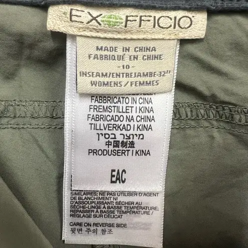 Exofficio Womens Nomad Roll Up Hiking Pants Water Resistant UPF 30+ Camp Size 10 Green