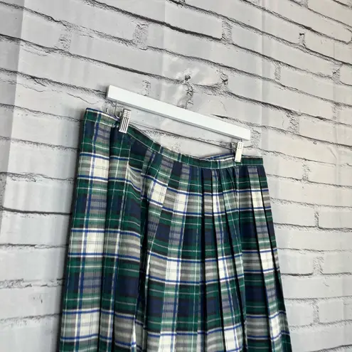 Vintage 1950s Jonathan Logan White & Green Plaid Maxi Skirt 6 CottageCore Preppy