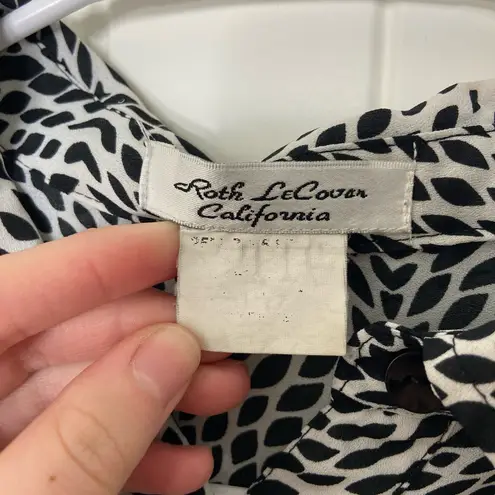 EUC Vintage Roth LeCovan women’s black white collared button front blouse M/L Size M