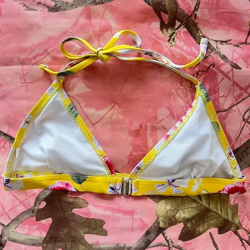 y2k yellow floral triangle bikini top