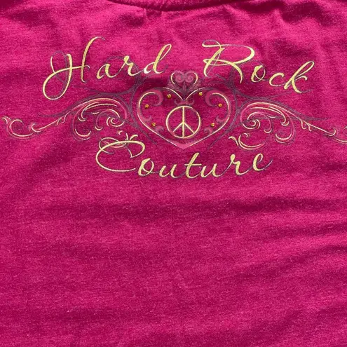 Hard Rock Couture Atlanta ‘Peace Love Rock’ Women's Size XL Graphic T-Shirt Pink