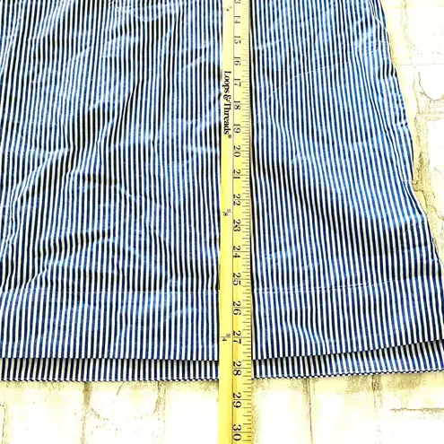 Free Assembly Oversized Striped Lace Up Cotton Hooded Blouse Top Sz S Blue