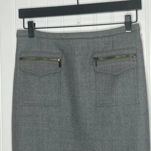 J.Crew  Gray Wool Patch-Pocket Pencil Skirt Size 4