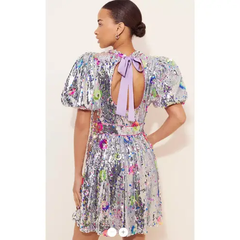 NWT Celia B Wanderer Silver Sequin Floral Mini Dress Size Small