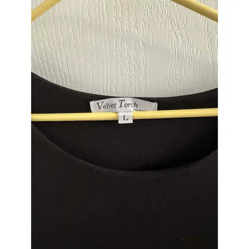 Velvet Torch Black Sleeveless Round Neck Fitted Stretch Bodycon Dress Large