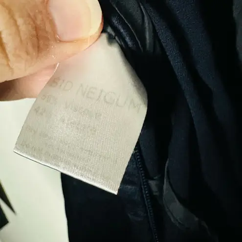 SID NEIGUM Women's Navy Blue Satin Draped Plunge Sleeveless Gown Size 6