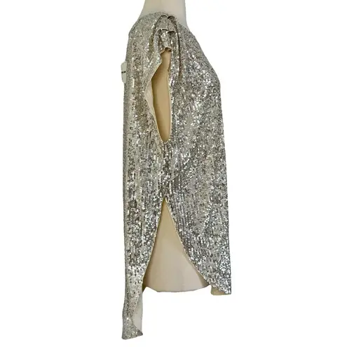 Free People  Shine Time Live Gold Silver Sequin Sleeveless Tunic Top Size XS NEW