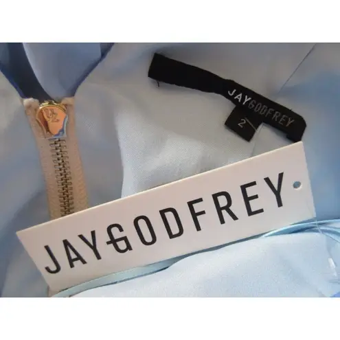 Jay Godfrey NWT Sinclair Blue Teal Ombre Chiffon Slit Front Maxi Dress Gown 2