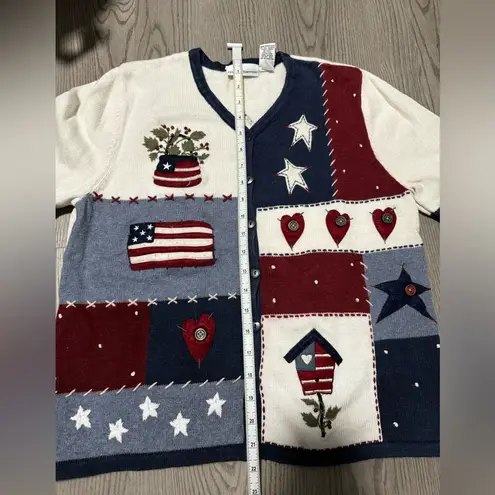 Croft & Barrow Fourth of July  Women’s Sweater Cardigan Patriot America sz Medium