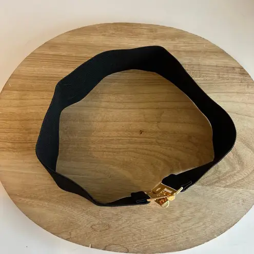 Black Thick Wide Stretchy Golden Slide Buckle Belt Size Small