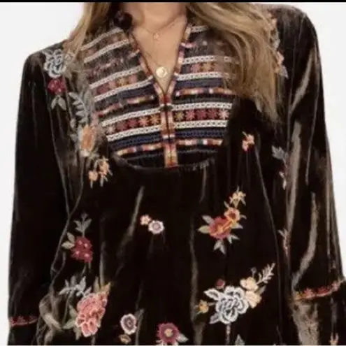 Johnny Was Sisilia Embroidered Velvet Peasant Blouse and cropped pant set NWT