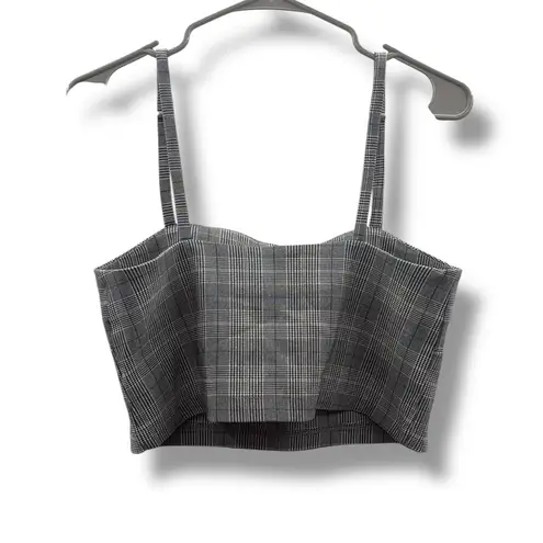 Akira Gray Plaid Cropped Tank Top Women’s Size Large Y2K Streetwear