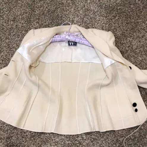 Vintage Wayne Rogers szS cream colored wool blazer jacket with shoulder pads EVC
