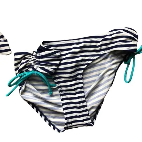 Motherhood Maternity Beach Bump Striped Navy Tankini Sz M Padded Bra Criss Cross