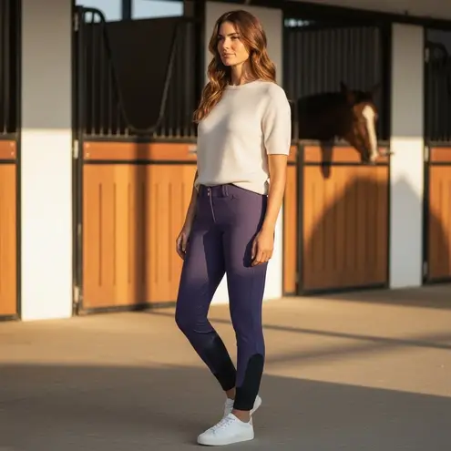 Dover Saddlery Women's Purple Riding Breeches Full Seat Size 30 Equestrian