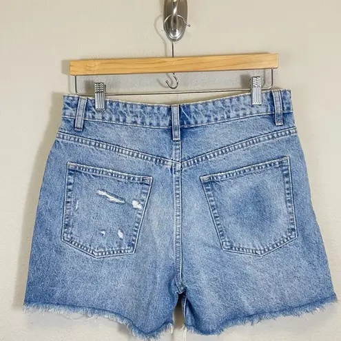 ZARA  Mid Rise Distressed Denim Shorts Med Wash Size 6