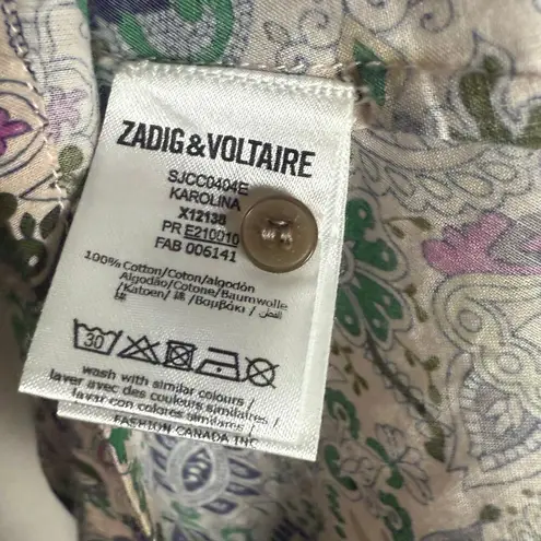 Zadig & Voltaire Karolina Ruffled Paisley Short Sleeve Midi Dress Size Small