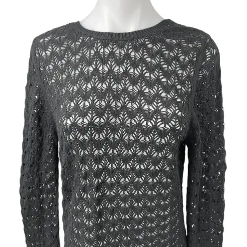 Miss Selfridge Black Crochet Open Back Long Sleeve Beach Cover Up Dress Sz 12-14