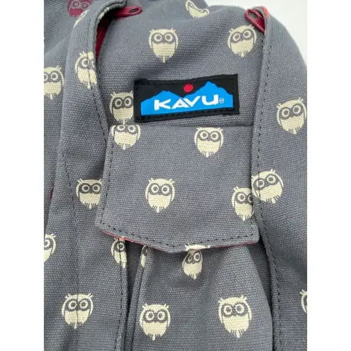 KAVU  Owls Print Original Rope Bag Compact Lightweight Crossbody Gray Sling NWT