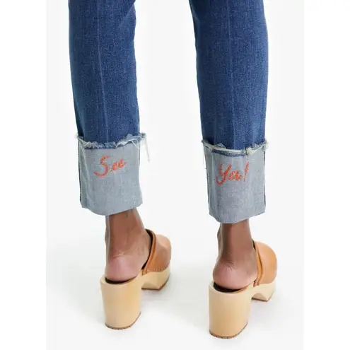 MOTHER Denim The Insider Crop Step Chew Jeans in Dancing on Coals size 25 New Blue