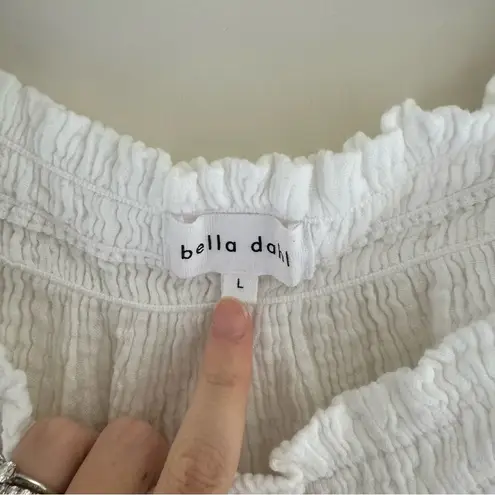 Bella Dahl White Smocked Puff Sleeve Top | L