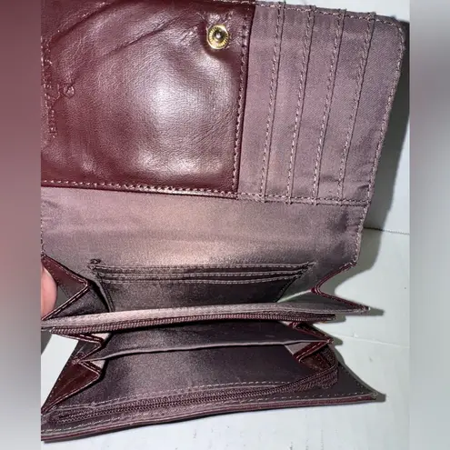 Etienne Aigner Burgundy Leather Wallet Card Holder Slim Vintage Business