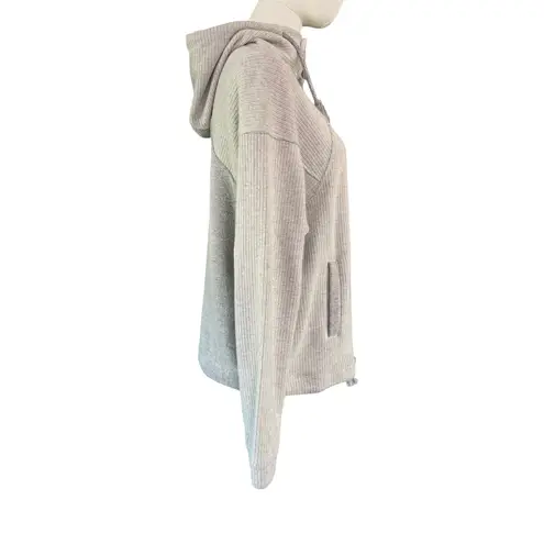 prAna Wool Blend Quarter Zip Hoodie Pullover Gray Rib Knit Women’s Small