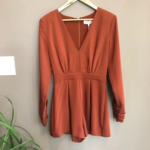NWT LEYDEN V Neck Long Sleeve Romper Rust Small