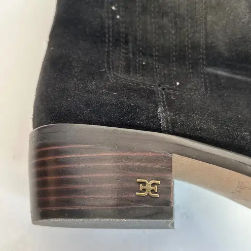 Sam Edelman  Black Suede Chelsea Block Heel Ankle Boots Women's Size 6