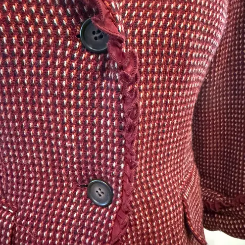 Kenneth Cole New York | Wool tweed wine colored blazer size 4 Red