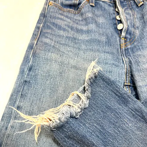 Levi's  Jeans 26 White Oak Cone DEnim Medium Wash Raw Hem Button Pink Dyed Skinny