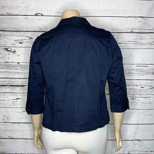 Christopher & Banks  Size XL Navy Blue Button Front Cotton Blend Jacket