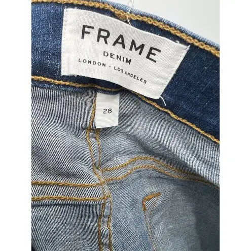 Frame  Le Skinny de Jeanne Jeans Denim Skinny Napa Zipper Hem Size 28 Stretch