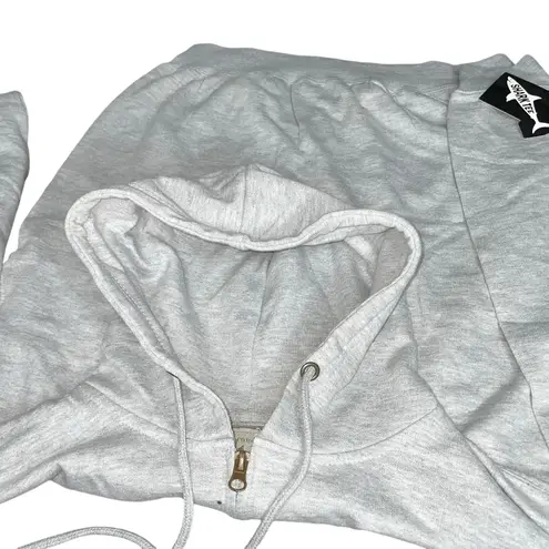 Delray Beach Florida Womens Medium Hoodie Distressed Shark Flower Hoodie Gift Gray