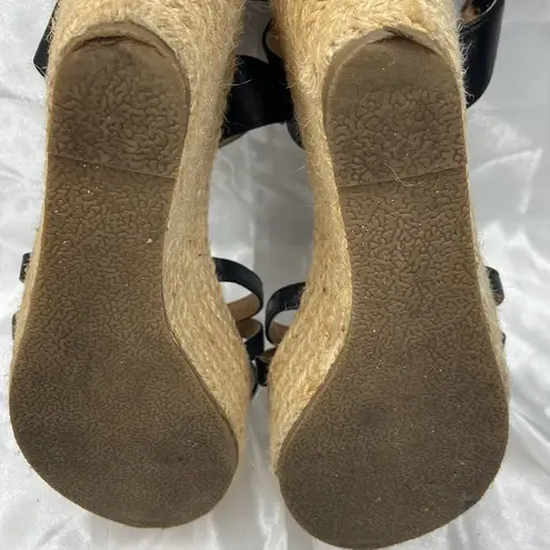 Krush Women’s Black Woven Strappy Open Toe Wedge Platform Sandals Size 6