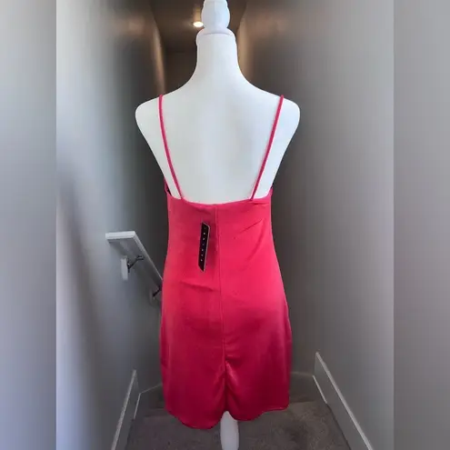 NWT 21 Saints Red Coral Ruched Mini Bodycon Dress Size Medium Christmas NYE Pink