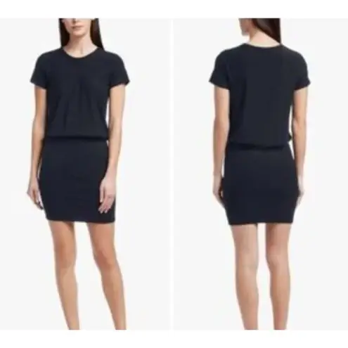 James Perse Black Dress Standard V Neck Short Sleeve Size 2 M Minimalist