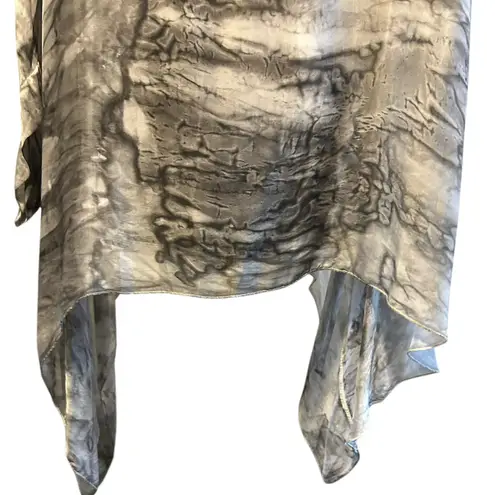 Tempo Paris Poncho Top Women VTG Silk 2 layers Gray Marbled Artsy Boho Flowy S/M - Image 3
