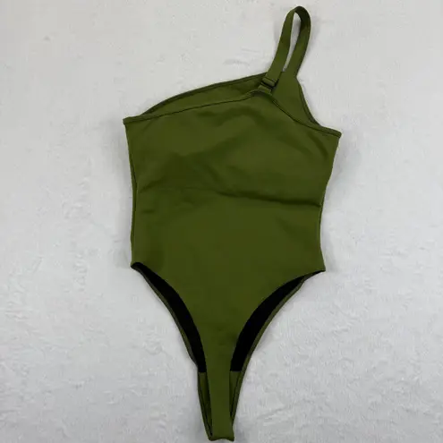 New Beginnings By April Daniels Olive Green One Shoulder Bodysuit Small
