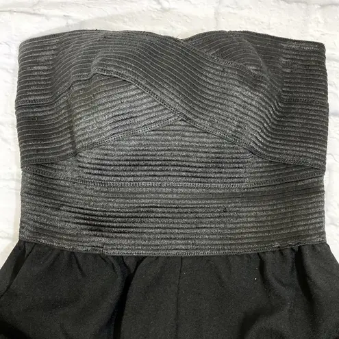 Wow Couture Black strapless dressy romper by , bandage bustier top, flowy shorts