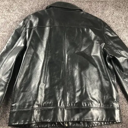 Banana Republic  Jacket Womens XL Black Genuine Leather Motorcycle Bike Bomber