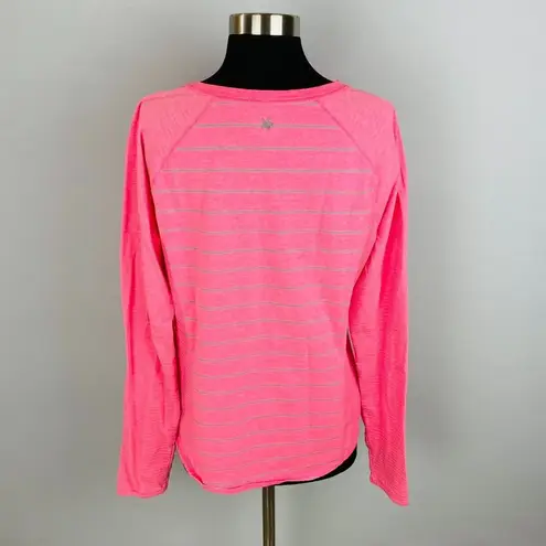 Tek Gear  Dry Tek Pink Gray Stripes Women's Pink Long Sleeve Thumb Hole Top