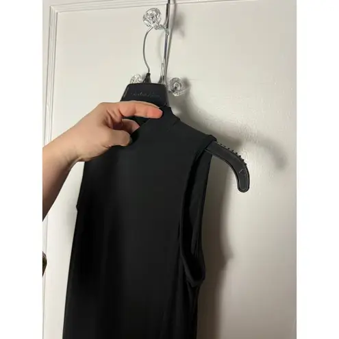 Tiana B. Black Sleeveless Mock Neck Minimalist Stretch Short Mini Swing Dress SM