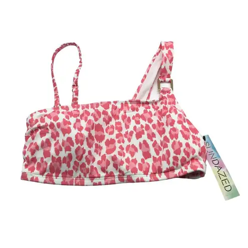 Sundazed Pink White Leopard Print Bikini Top One Shoulder Removable Strap 32D Size undefined