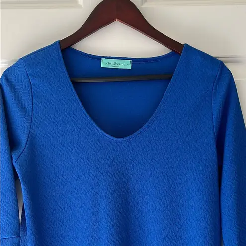 Chris & Carol Blue Tunic Top with 3/4 Sleeves