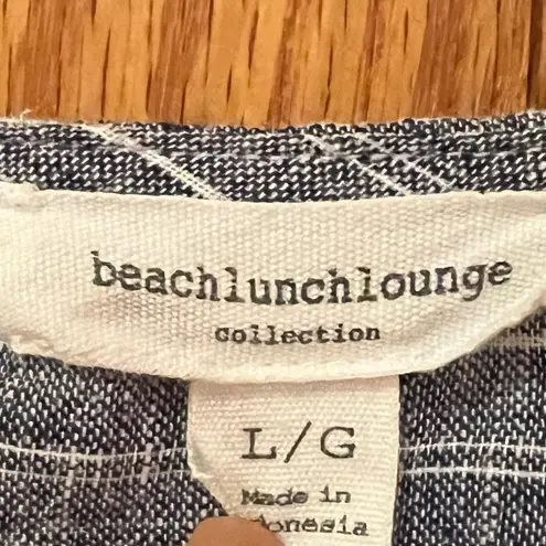 BeachLunchLounge  Blue & White Vertical Stripe Lightweight Linen Dress Size Large - Image 3