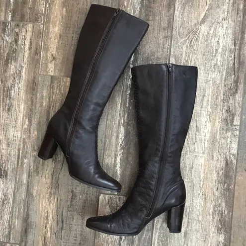 Coldwater Creek heeled Leather whipstitched zipper boots size 6.5