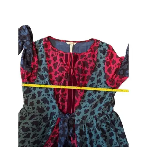 Matilda Jane a Little Party Floral Swiss Dot Velvet Dress Size L Red Green