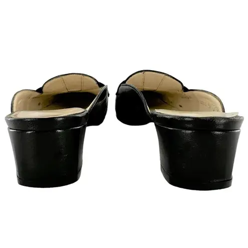 Salvatore Ferragamo Black Leather Square Toe Mules Loafers Size 6